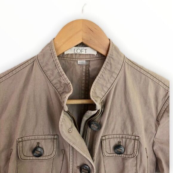 ANN TAYLOR LOFT TAN UTILITY JACKET PARKA SIZE SP - Picture 2 of 11